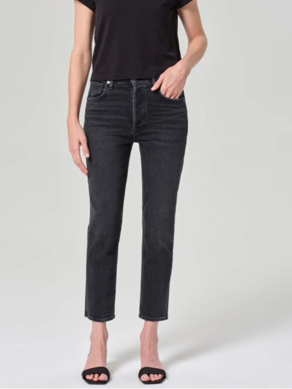 AGOLDE Riley High Rise Straight Crop Black Wash Size 29